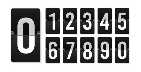 Countdown scoreboard numbers. Score vector realistic timetable. Mechanical retro Stock Illustration