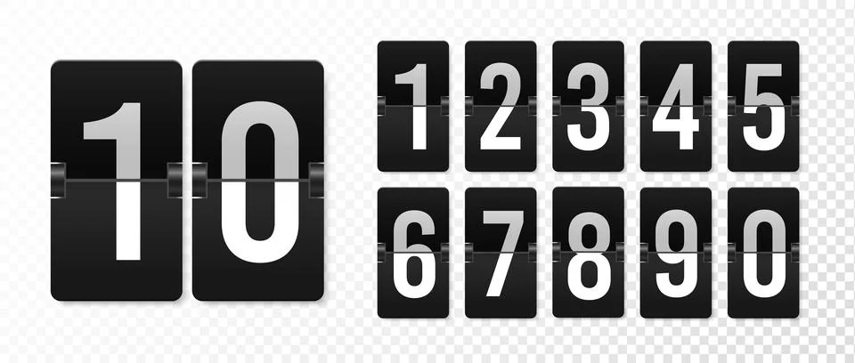 Countdown scoreboard numbers. Score vector realistic timetable. Mechanical retro 스톡 일러스트