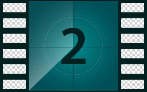 A countdown screen with the number two, indicating seconds before a film or.. Stock Illustration