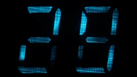 Countdown self-destruction timer in blue and red color over black background Stock Footage 71256052