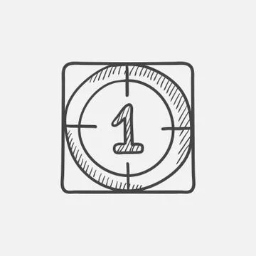 Countdown sketch icon Stock Illustration