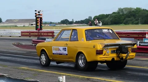 Countdown to start of drag race, york raceway uk Stock Footage 63665167