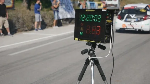 Countdown to start the race, rally car on background Stock Footage 96651419