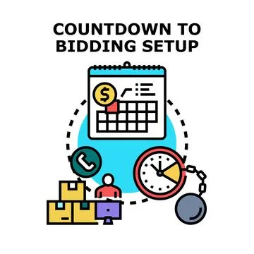 Countdown starting for bidding setup and planning Illustrazione stock