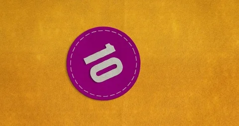 Countdown Stop-Motion-Animation. 10 seconds. Felt texture Stock Footage 90428446