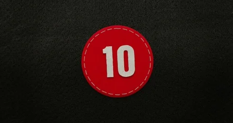 Countdown Stop-Motion-Animation. 10 seconds. Felt texture. Bounce Stock-Footage 91494549