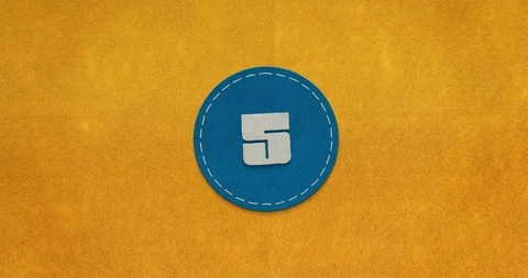 Countdown Stop-Motion-Animation. 5 seconds. Felt texture Stock Footage 90428404