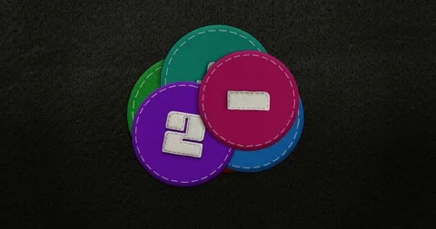 Countdown Stop-Motion-Animation. 5 seconds. Felt texture Stock Footage 90445034