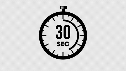 Countdown of symbolic 55 seconds graphic animation. Alpha channel Stock Footage 303229631