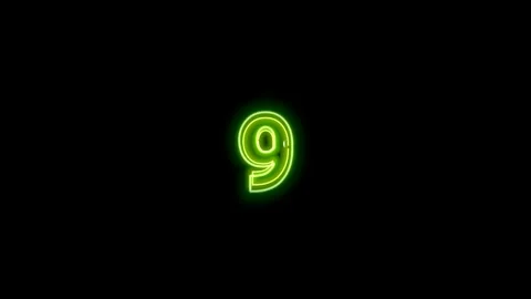 Countdown ten glowing green neon Stock Footage 248945117