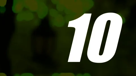 Countdown ten to one white numbers on green Stock Footage 55155661