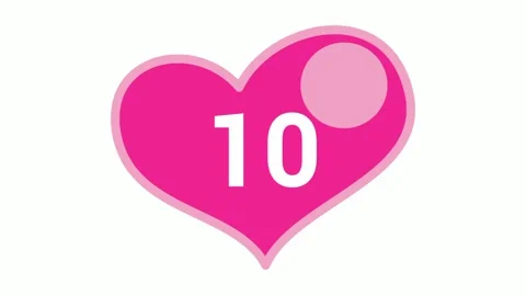 Countdown ten pink hearts Stock Footage 230085364