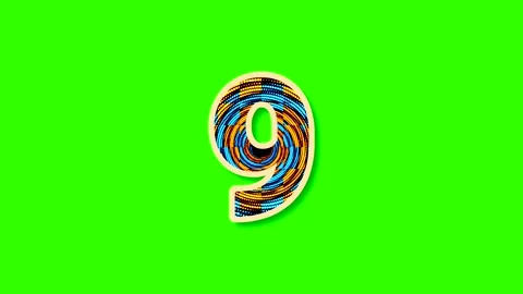 Countdown from ten to zero with bright colors on a green background in simp.. Stock-Footage 334656051