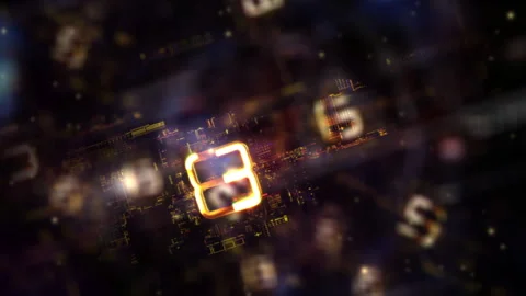 Countdown ten to zero gold digital technology glitch text Stock Footage 252074316