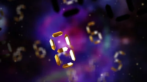 Countdown ten to zero gold glitch text abstract background Video stock 259046491