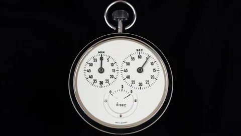 Countdown Of Tenths Of A Second In A Vintage Stopwatch On A Black Background. Stock-Footage 164089036
