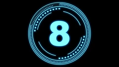 Countdown - thick numbers with HUD elements loading and rotating, alpha mask  Stock Footage 107324036