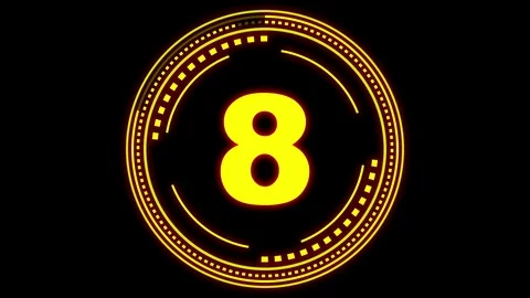 Countdown - thick numbers with HUD elements loading and rotating, alpha mask  Stock Footage 108283918