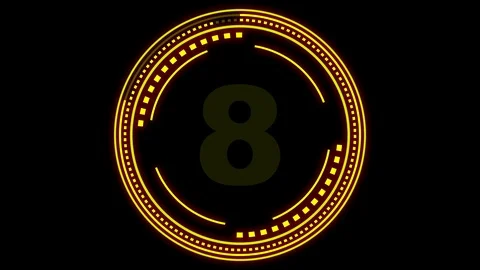 Countdown - thick numbers with HUD elements loading and rotating, alpha mask  Stock Footage 108285613