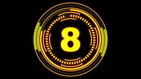 Countdown - thick numbers with HUD elements loading and rotating, alpha mask  Stock Footage 108287477