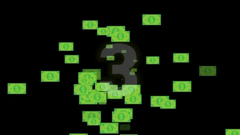 Countdown three with banknotes Stock Footage 249495375