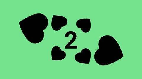 Countdown three black hearts Video stock 232911687