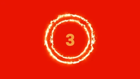 Countdown three circular flames Stock Footage 233589074