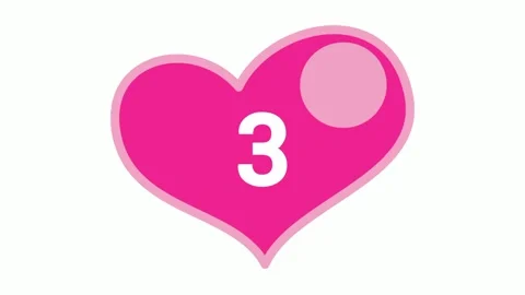 Countdown three pink hearts Stock Footage 230084977