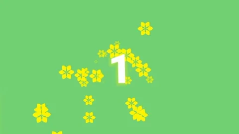 Countdown three with yellow flowers Stock Footage 249495374
