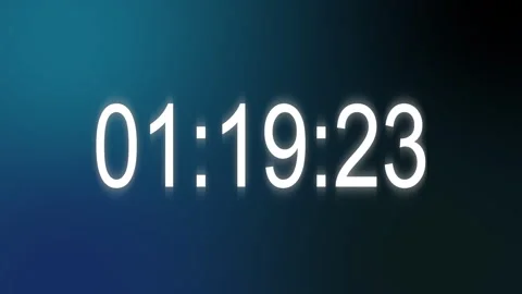 Countdown Time 01:21.19 Timecode numbers on a black background. Real time One Stock Footage 276095312
