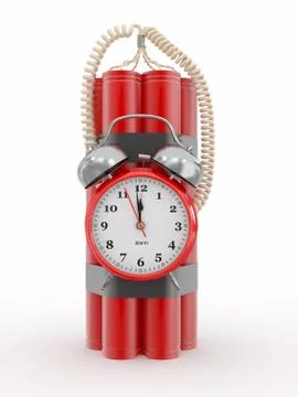 Countdown.  time bomb with alarm clock detonator. dynamit. 3d Stock Illustration