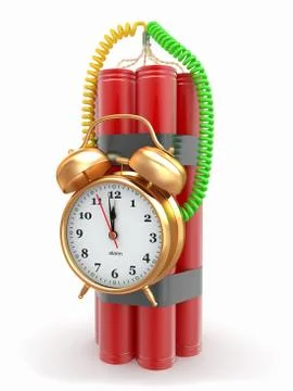 Countdown.  time bomb with alarm clock detonator. dynamit. 3d Stock Illustration