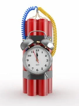 Countdown.  time bomb with alarm clock detonator. dynamit. 3d Stock Illustration