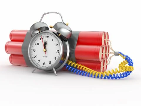 Countdown.  time bomb with alarm clock detonator. dynamit. 3d Stock Illustration