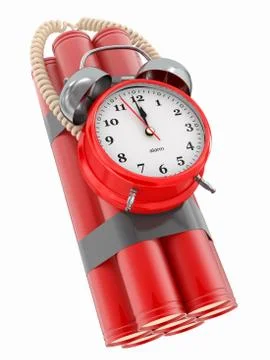 Countdown.  time bomb with alarm clock detonator. dynamit. 3d Stock Illustration
