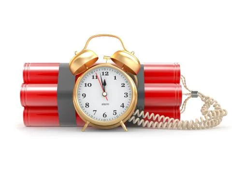 Countdown.  time bomb with alarm clock detonator. dynamit. 3d Stock Illustration