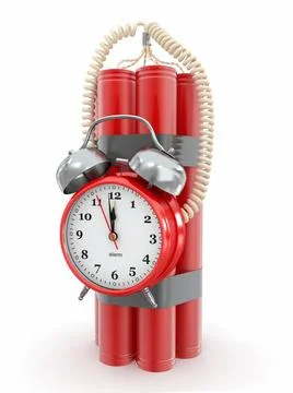 Countdown. Time bomb with alarm clock detonator. Dynamit. 3d Countdown. Ti... Stock Photos