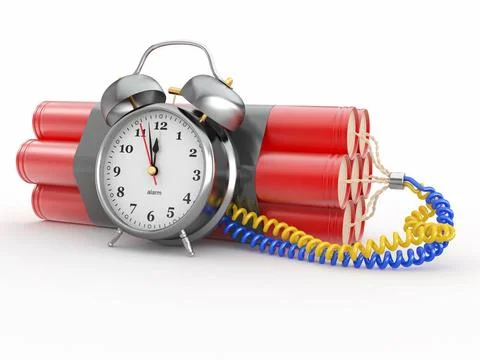 Countdown. Time bomb with alarm clock detonator. Dynamit. 3d Countdown. Ti... Stock Photos