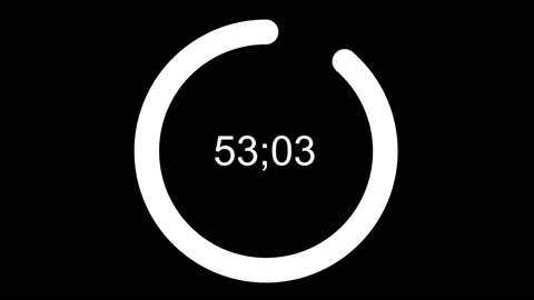 Countdown timer, 60 seconds, circle white, decreasing, slow Stock Footage 232364596