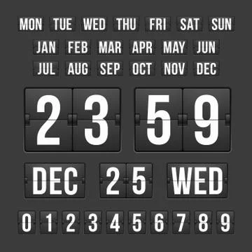 Countdown timer and date, calendar scoreboard Stock Illustration
