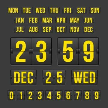 Countdown timer and date, calendar scoreboard 스톡 일러스트