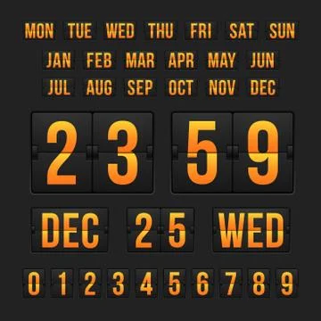 Countdown timer and date, calendar scoreboard Stock Illustration