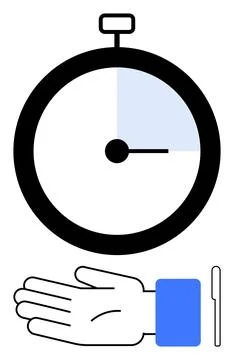 Countdown Timer and Hand Gesturing Time Concept in Minimalist Style Stock-Illustration