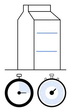 Countdown Timer and Milk Carton Conceptualizing Time Management and Product.. Illustrazione stock