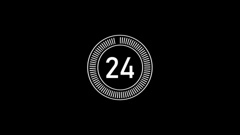 Countdown Timer Animation with 30 Seconds of Minimal White Circular Progres.. Stockbeeldmateriaal 336940773