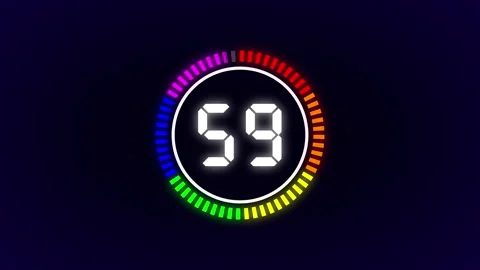 Countdown timer animation from 60 to 0 seconds. digital colorful timer Stock Footage 278797741