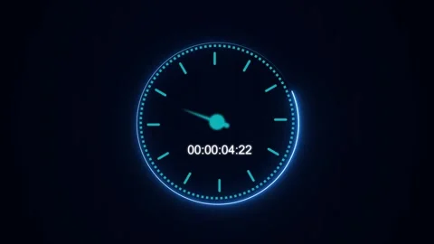 Countdown timer animation with blue neon digital clock face layout. Countdo.. Stock Footage 341128346