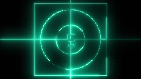Countdown timer animation with teal neon. Countdown timer digital number fi.. Stock Footage 337813097