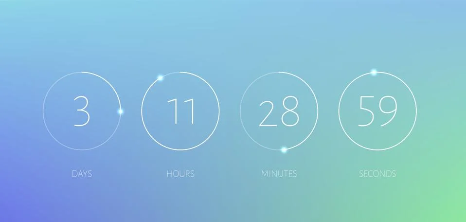 Countdown timer. Circle counter. Vector time digital clock scoreboard. Template Stock Illustration