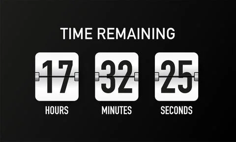 Countdown timer. Clock counter. Mechanical scoreboard. Vector template for yo Illustrazione stock